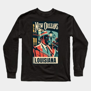 A Vintage Travel Art of New Orleans - Louisiana - US Long Sleeve T-Shirt